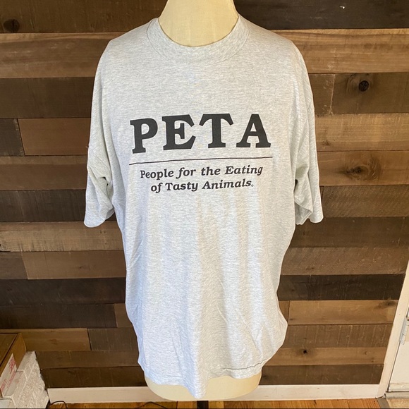 Vintage Peta Funny Single Stitch Heather Gray‎ Shir - Picture 1 of 6